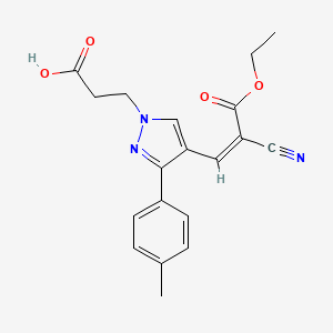 (Z)-3-(4-(2-cyano-3-ethoxy-3-oxoprop-1-en-1-yl)-3-(p-tolyl)-1H-pyrazol-1-yl)propanoic acid