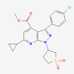 molecular formula C21H20ClN3O4S B2752755 甲酸3-(4-氯苯基)-6-环丙基-1-(1,1-二氧代四氢噻吩-3-基)-1H-嘧啶[3,4-b]吡啶-4-甲酸酯 CAS No. 1040637-88-4