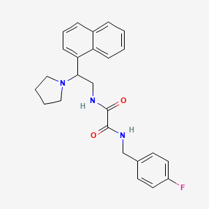 molecular formula C25H26FN3O2 B2752765 N1-(4-fluorobenzyl)-N2-(2-(naphthalen-1-yl)-2-(pyrrolidin-1-yl)ethyl)oxalamide CAS No. 941872-00-0
