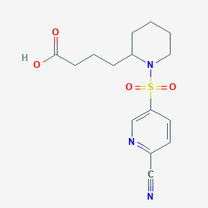 molecular formula C15H19N3O4S B2752781 4-[1-(6-Cyanopyridin-3-yl)sulfonylpiperidin-2-yl]butanoic acid CAS No. 2361680-48-8