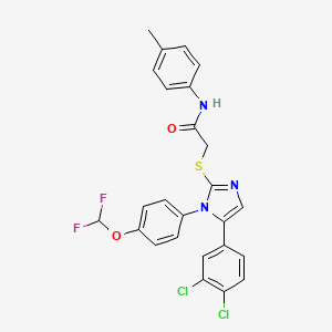 molecular formula C25H19Cl2F2N3O2S B2752788 2-((5-(3,4-dichlorophenyl)-1-(4-(difluoromethoxy)phenyl)-1H-imidazol-2-yl)thio)-N-(p-tolyl)acetamide CAS No. 1226439-93-5