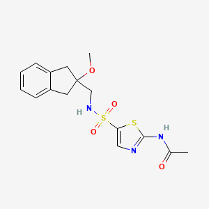 molecular formula C16H19N3O4S2 B2752793 N-(5-(N-((2-methoxy-2,3-dihydro-1H-inden-2-yl)methyl)sulfamoyl)thiazol-2-yl)acetamide CAS No. 2034347-26-5