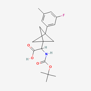 molecular formula C19H24FNO4 B2752798 2-[3-(3-Fluoro-5-methylphenyl)-1-bicyclo[1.1.1]pentanyl]-2-[(2-methylpropan-2-yl)oxycarbonylamino]acetic acid CAS No. 2287268-25-9