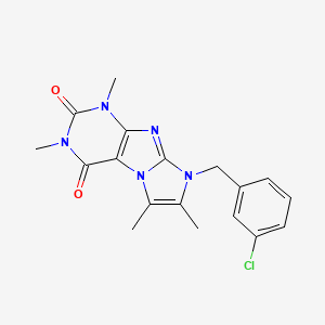 molecular formula C18H18ClN5O2 B2752817 6-[(3-氯苯基)甲基]-2,4,7,8-四甲基嘧啶并[7,8-a]咪唑-1,3-二酮 CAS No. 878735-51-4