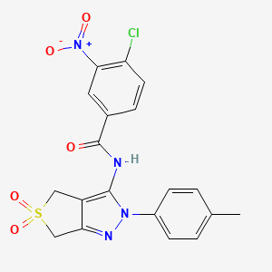 molecular formula C19H15ClN4O5S B2752830 4-氯-N-(2-(4-甲基苯基)-5,5-二氧代-4,6-二氢噻吩[3,4-c]吡唑-3-基)-3-硝基苯甲酰胺 CAS No. 449787-80-8