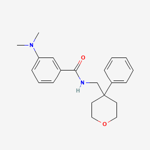 molecular formula C21H26N2O2 B2752831 3-(二甲基氨基)-N-((4-苯基四氢-2H-吡喃-4-基)甲基)苯甲酰胺 CAS No. 1210374-77-8