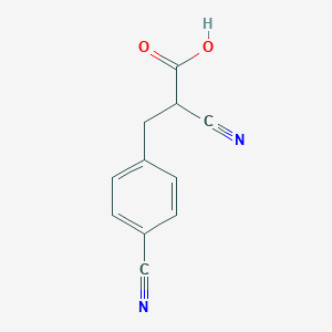 molecular formula C11H8N2O2 B2752836 2-Cyano-3-(4-cyanophenyl)propanoic acid CAS No. 18176-71-1