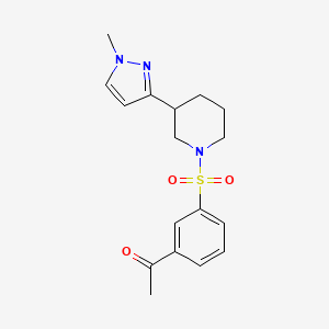 molecular formula C17H21N3O3S B2752849 1-(3-((3-(1-methyl-1H-pyrazol-3-yl)piperidin-1-yl)sulfonyl)phenyl)ethanone CAS No. 2034418-30-7