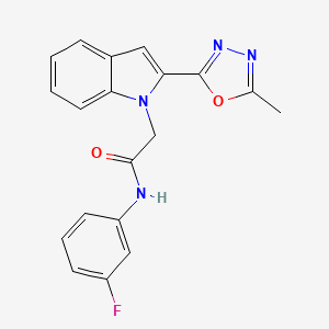 molecular formula C19H15FN4O2 B2752867 N-(3-氟苯基)-2-(2-(5-甲基-1,3,4-噁二唑-2-基)-1H-吲哚-1-基)乙酰胺 CAS No. 923114-03-8