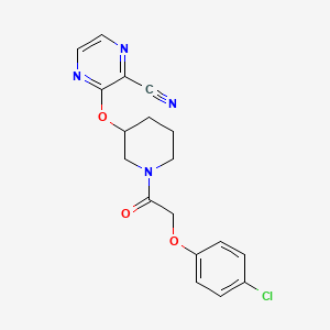 molecular formula C18H17ClN4O3 B2752870 3-((1-(2-(4-Chlorophenoxy)acetyl)piperidin-3-yl)oxy)pyrazine-2-carbonitrile CAS No. 2034434-19-8