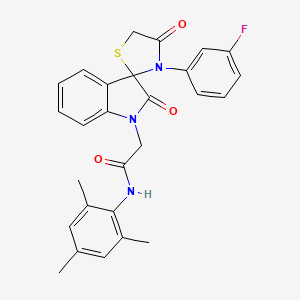 molecular formula C27H24FN3O3S B2752887 2-[3'-(3-fluorophenyl)-2,4'-dioxo-1,2-dihydrospiro[indole-3,2'-[1,3]thiazolidine]-1-yl]-N-(2,4,6-trimethylphenyl)acetamide CAS No. 894551-76-9