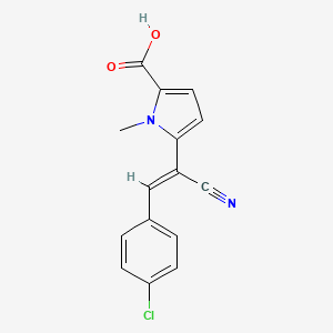 molecular formula C15H11ClN2O2 B2752901 5-[(Z)-2-(4-chlorophenyl)-1-cyanoethenyl]-1-methyl-1H-pyrrole-2-carboxylic acid CAS No. 400075-18-5
