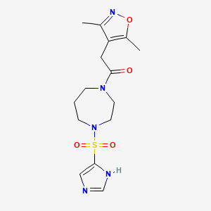 molecular formula C15H21N5O4S B2752902 1-(4-((1H-咪唑-4-基)磺酰)-1,4-二氮杂辛烷-1-基)-2-(3,5-二甲基异噁唑-4-基)乙酮 CAS No. 1904162-18-0