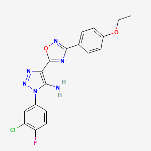 molecular formula C18H14ClFN6O2 B2752905 1-(3-chloro-4-fluorophenyl)-4-(3-(4-ethoxyphenyl)-1,2,4-oxadiazol-5-yl)-1H-1,2,3-triazol-5-amine CAS No. 899999-50-9