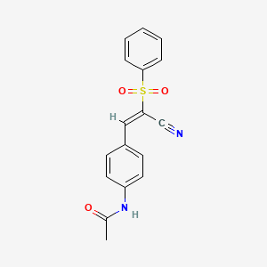 molecular formula C17H14N2O3S B2752910 N-(4-(2-Cyano-2-(phenylsulfonyl)vinyl)phenyl)ethanamide CAS No. 853407-10-0