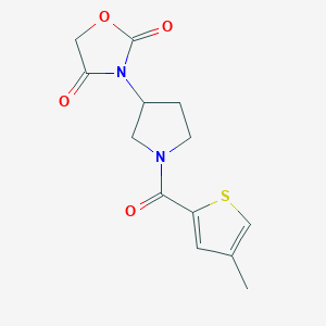 molecular formula C13H14N2O4S B2752917 3-(1-(4-甲硫基噻吩-2-甲酰)吡咯啶-3-基)噁唑烷-2,4-二酮 CAS No. 2034383-21-4