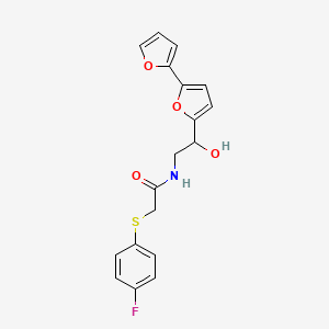 molecular formula C18H16FNO4S B2752920 N-(2-{[2,2'-bifuran]-5-yl}-2-hydroxyethyl)-2-[(4-fluorophenyl)sulfanyl]acetamide CAS No. 2320572-66-3