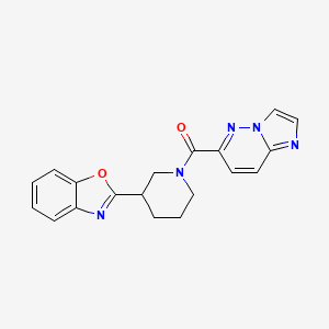 molecular formula C19H17N5O2 B2752921 2-(1-{Imidazo[1,2-b]pyridazine-6-carbonyl}piperidin-3-yl)-1,3-benzoxazole CAS No. 2415582-73-7