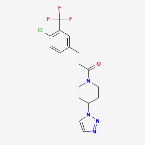 molecular formula C17H18ClF3N4O B2752922 1-(4-(1H-1,2,3-triazol-1-yl)piperidin-1-yl)-3-(4-chloro-3-(trifluoromethyl)phenyl)propan-1-one CAS No. 1795303-00-2