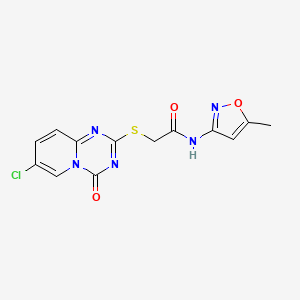 molecular formula C13H10ClN5O3S B2752927 2-((7-chloro-4-oxo-4H-pyrido[1,2-a][1,3,5]triazin-2-yl)thio)-N-(5-methylisoxazol-3-yl)acetamide CAS No. 896327-43-8
