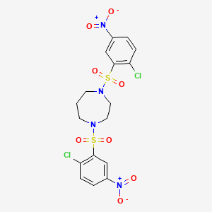 molecular formula C17H16Cl2N4O8S2 B2752934 1,4-Bis[(2-chloro-5-nitrophenyl)sulfonyl]-1,4-diazepane CAS No. 447410-60-8