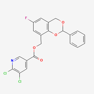 (6-Fluoro-2-phenyl-2,4-dihydro-1,3-benzodioxin-8-yl)methyl 5,6-dichloropyridine-3-carboxylate