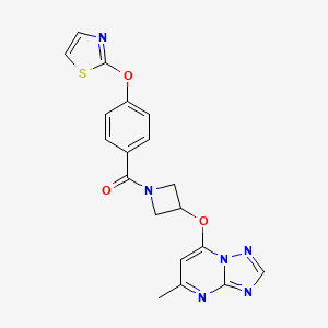 molecular formula C19H16N6O3S B2752937 2-{4-[3-({5-Methyl-[1,2,4]triazolo[1,5-a]pyrimidin-7-yl}oxy)azetidine-1-carbonyl]phenoxy}-1,3-thiazole CAS No. 2097871-96-8