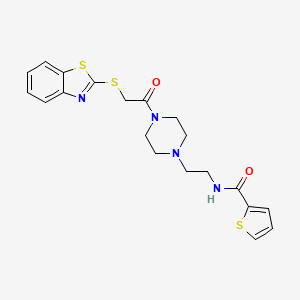 molecular formula C20H22N4O2S3 B2752975 N-(2-(4-(2-(benzo[d]thiazol-2-ylthio)acetyl)piperazin-1-yl)ethyl)thiophene-2-carboxamide CAS No. 1207030-37-2