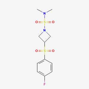 molecular formula C11H15FN2O4S2 B2752995 3-((4-fluorophenyl)sulfonyl)-N,N-dimethylazetidine-1-sulfonamide CAS No. 1448052-05-8