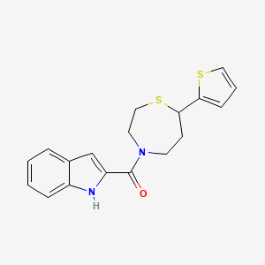 molecular formula C18H18N2OS2 B2752998 (1H-indol-2-yl)(7-(thiophen-2-yl)-1,4-thiazepan-4-yl)methanone CAS No. 1706299-28-6
