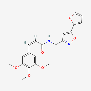 molecular formula C20H20N2O6 B2753013 (Z)-N-((5-(furan-2-yl)isoxazol-3-yl)methyl)-3-(3,4,5-trimethoxyphenyl)acrylamide CAS No. 1105241-07-3