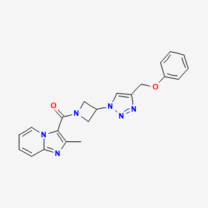 molecular formula C21H20N6O2 B2753029 (2-甲基咪唑并[1,2-a]吡啶-3-基)(3-(4-(苯氧甲基)-1H-1,2,3-噻唑-1-基)氮杂环丁烷-1-基)甲酮 CAS No. 2034247-50-0