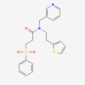 molecular formula C21H22N2O3S2 B2753031 3-(苯基磺酰)-N-(吡啶-3-基甲基)-N-(2-(噻吩-2-基)乙基)丙酰胺 CAS No. 1396673-84-9