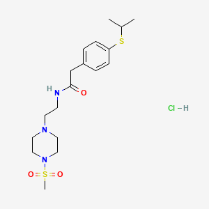 molecular formula C18H30ClN3O3S2 B2753038 2-(4-(isopropylthio)phenyl)-N-(2-(4-(methylsulfonyl)piperazin-1-yl)ethyl)acetamide hydrochloride CAS No. 1351647-18-1