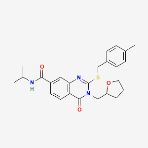 molecular formula C25H29N3O3S B2753061 N-异丙基-2-((4-甲基苯基)硫基)-4-酮-3-((四氢呋喃-2-基)甲基)-3,4-二氢喹唑啉-7-甲酰胺 CAS No. 946324-46-5