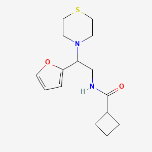 molecular formula C15H22N2O2S B2753065 N-(2-(furan-2-yl)-2-thiomorpholinoethyl)cyclobutanecarboxamide CAS No. 2034548-06-4