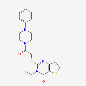 3-ethyl-6-methyl-2-((2-oxo-2-(4-phenylpiperazin-1-yl)ethyl)thio)-6,7-dihydrothieno[3,2-d]pyrimidin-4(3H)-one