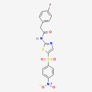 2-(4-fluorophenyl)-N-[5-(4-nitrophenyl)sulfonyl-1,3-thiazol-2-yl]acetamide