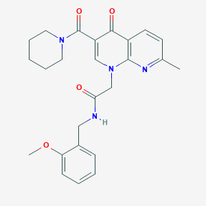 N-(2-methoxybenzyl)-2-(7-methyl-4-oxo-3-(piperidine-1-carbonyl)-1,8-naphthyridin-1(4H)-yl)acetamide