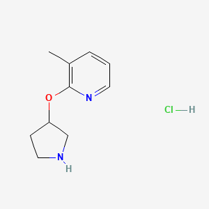 molecular formula C10H15ClN2O B2753084 3-Methyl-2-(pyrrolidin-3-yloxy)pyridinehydrochloride CAS No. 1713160-88-3