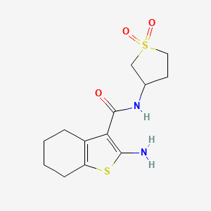 molecular formula C13H18N2O3S2 B2753085 2-氨基-N-(1,1-二氧代四氢噻吩-3-基)-4,5,6,7-四氢-1-苯并噻吩-3-甲酰胺 CAS No. 618077-54-6