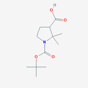molecular formula C12H21NO4 B2753088 2,2-Dimethyl-1-[(2-methylpropan-2-yl)oxycarbonyl]pyrrolidine-3-carboxylic acid CAS No. 2287343-33-1
