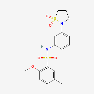 molecular formula C17H20N2O5S2 B2753092 N-[3-(1,1-dioxo-1lambda6,2-thiazolidin-2-yl)phenyl]-2-methoxy-5-methylbenzene-1-sulfonamide CAS No. 946337-91-3