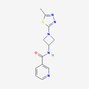 molecular formula C12H13N5OS B2753094 N-[1-(5-Methyl-1,3,4-thiadiazol-2-yl)azetidin-3-yl]pyridine-3-carboxamide CAS No. 2415499-40-8