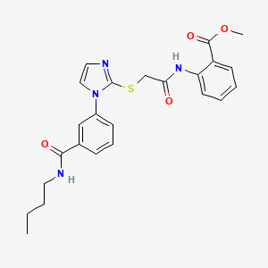 molecular formula C24H26N4O4S B2753099 甲酸2-(2-((1-(3-(丁基氨基)苯基)-1H-咪唑-2-基)硫)乙酰氨基)苯甲酸酯 CAS No. 1115371-70-4