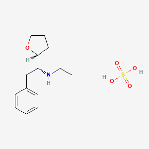 (1R)-N-Ethyl-1-[(2R)-oxolan-2-yl]-2-phenylethanamine;sulfuric acid