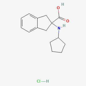 molecular formula C15H20ClNO2 B2753109 2-(cyclopentylamino)-2,3-dihydro-1H-indene-2-carboxylic acid hydrochloride CAS No. 2230802-95-4