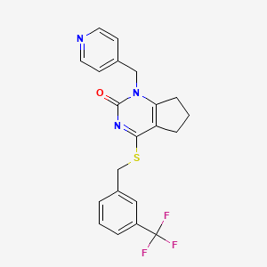 molecular formula C21H18F3N3OS B2753111 1-(pyridin-4-ylmethyl)-4-((3-(trifluoromethyl)benzyl)thio)-6,7-dihydro-1H-cyclopenta[d]pyrimidin-2(5H)-one CAS No. 900000-42-2