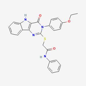 2-[[3-(4-ethoxyphenyl)-4-oxo-5H-pyrimido[5,4-b]indol-2-yl]sulfanyl]-N-phenylacetamide
