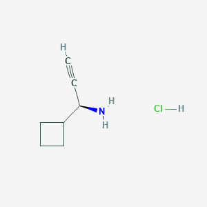 molecular formula C7H12ClN B2753127 (1S)-1-环丁基丙-2-炔-1-胺；盐酸盐 CAS No. 2416217-71-3